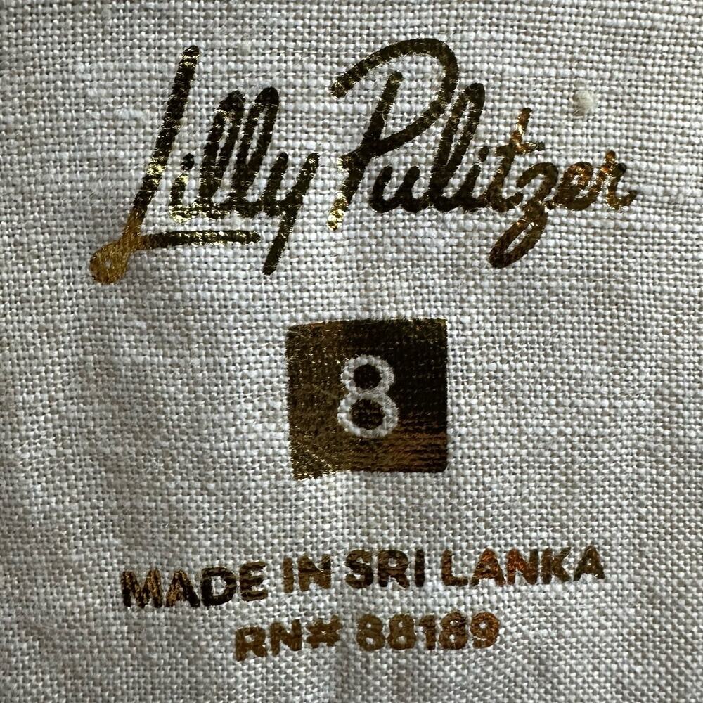 Lilly Pulitzer Mialeigh Beige Tan 100% Linen Top 3/4 Sleeve Size 8 *FLAW* - Picture 5 of 8